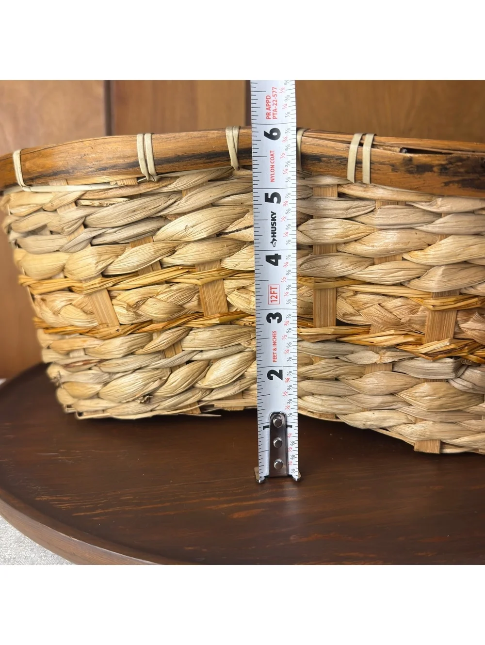 Vintage Woven Natural Fiber Basket Oval Rustic Farmhouse Storage Decor 14x7x6